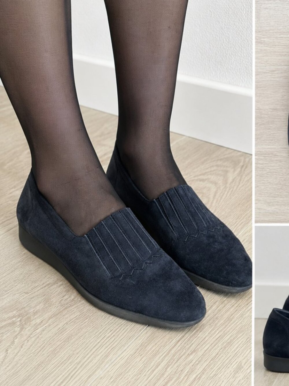 Arche Black/midnight blue Suede Slip-On Flats